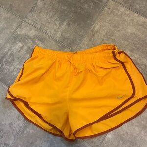 Nike Women's Bright Orange Athletic Running Shorts with Maroon Trim